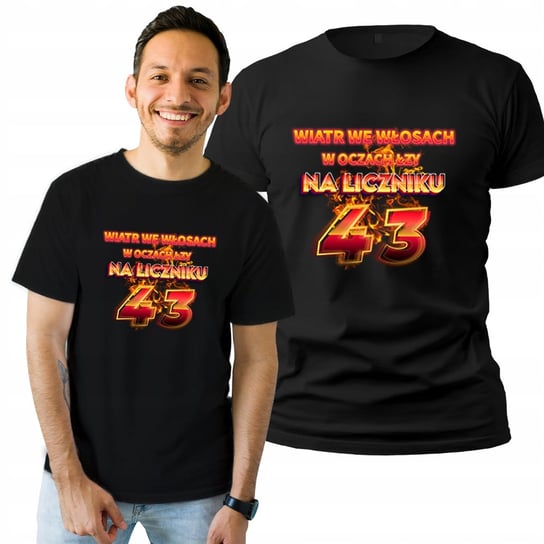 Koszulka Męska Z Nadrukiem  T-shirt Na Prezent 43 Na Liczniku L Plexido