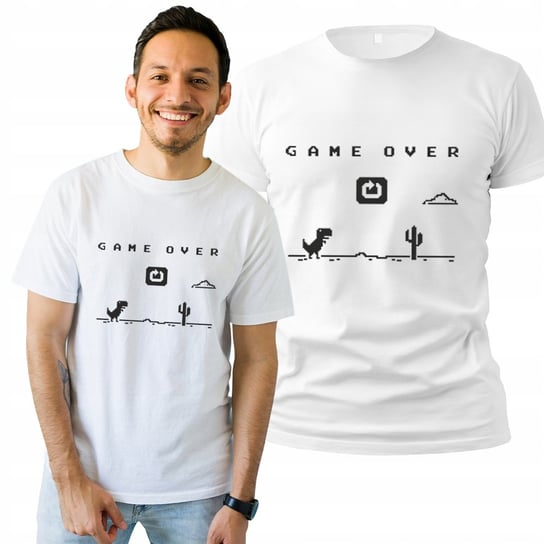 Koszulka Męska z Nadrukiem  T-shirt Na Prezent Game Over S Plexido