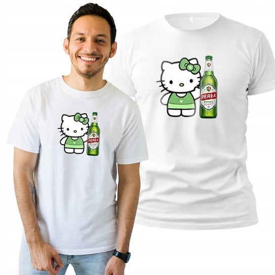 Koszulka Męska Z Nadrukiem  T-shirt Na Prezent Hello Kitty Piwo L Plexido