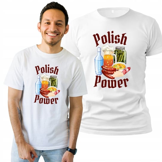 Koszulka Męska Z Nadrukiem  T-shirt Na Prezent Polish Power M Plexido