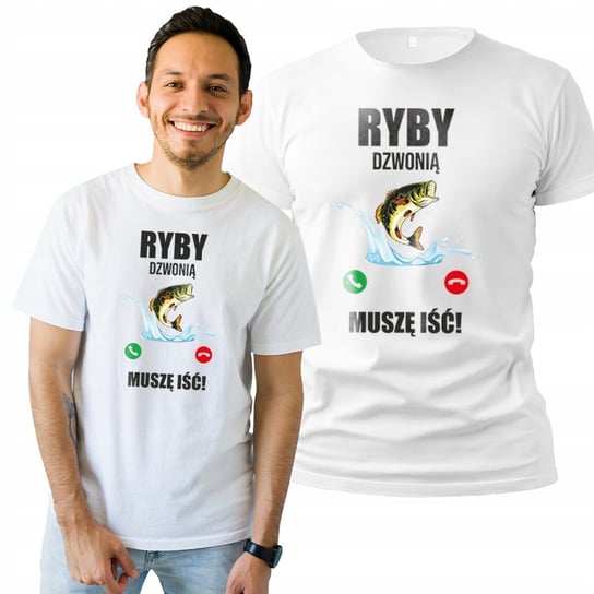 Koszulka Męska Z Nadrukiem  T-shirt Na Prezent Ryby Dzwonią L Plexido