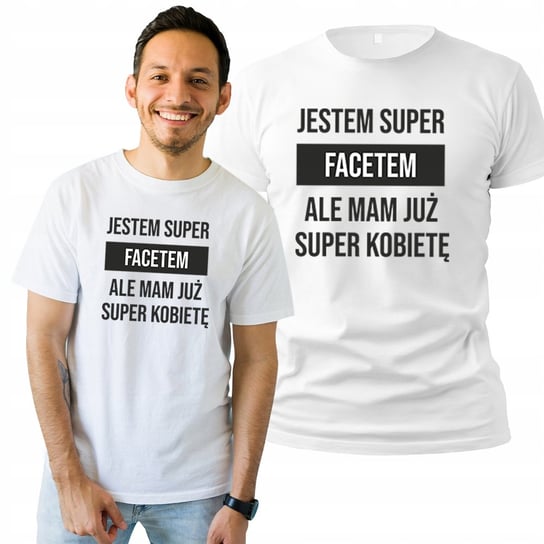 Koszulka Męska z Nadrukiem  T-shirt Na Prezent Super Facet XL Plexido