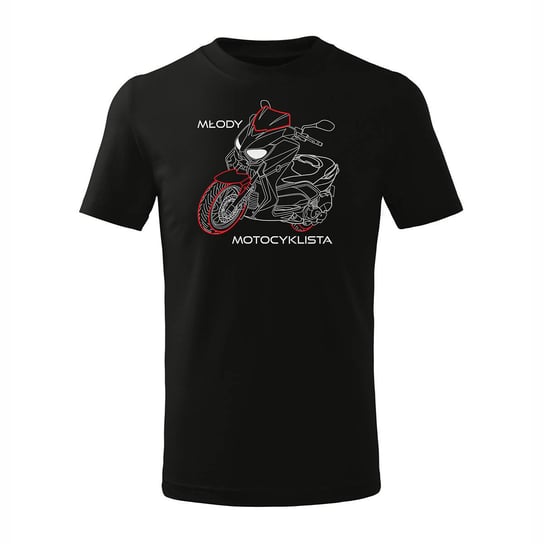 Koszulka młody motocyklista z motocyklem na motor motocykl skuter dziecięca czarna-122 cm/6 lat TUCANOS