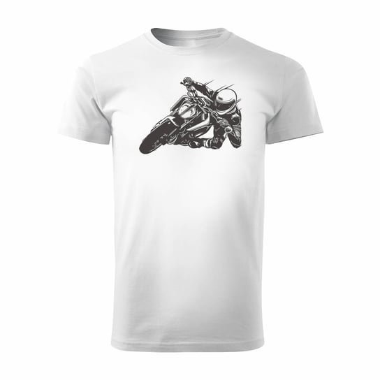 Koszulka motocyklowa na motor z motocyklem ścigacz męska biała-S TUCANOS