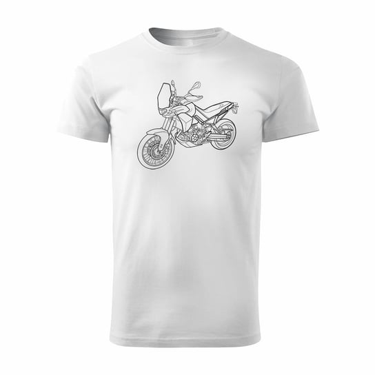 Koszulka motocyklowa z motocyklem na motor Aprilla Tuareg 660 męska biała-S Topslang