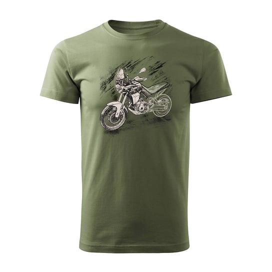 Koszulka motocyklowa z motocyklem na motor Aprilla Tuareg 660 męska khaki-M Topslang