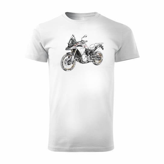 Koszulka motocyklowa z motocyklem na motor BMW GS F850 męska biała-S Topslang
