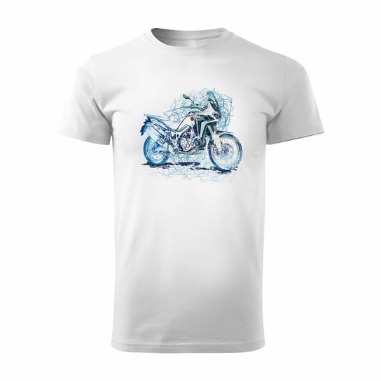Koszulka motocyklowa z motocyklem na motor Honda Africa Twin męska biała-S Topslang