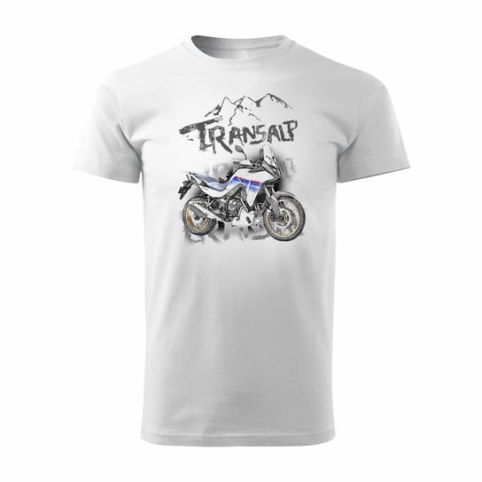 Koszulka motocyklowa z motocyklem na motor Honda Transalp 750 męska biała-M Topslang