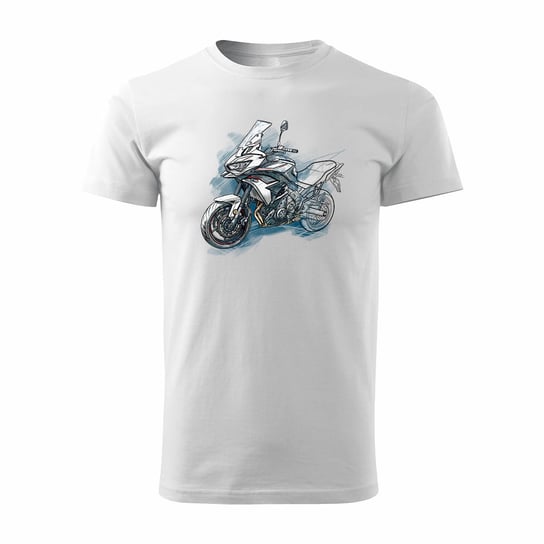 Koszulka motocyklowa z motocyklem na motor Kawasaki Versys 650 KLE 650 męska biała-S Topslang