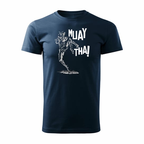 Koszulka muay thai boks tajski bokserska bokser z bokserem męska granatowa REGULAR-XL TUCANOS