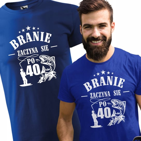 Koszulka Na 40 Urodziny Branie Zaczyna Sie Po 40 Wędkarz Super Prezent Dla Niego Męska L/Aradena Inna marka