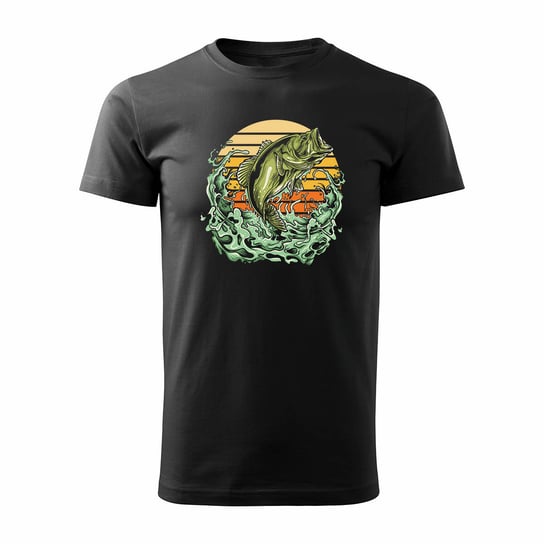 Koszulka na ryby dla wędkarza karp z karpiem wędkarska męska czarna REGULAR-M TUCANOS