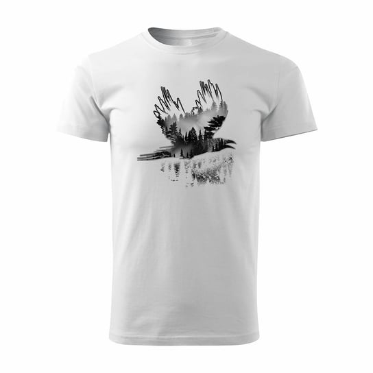 Koszulka outdoor z krukiem kruk las góry męska biała REGULAR-L TUCANOS