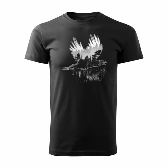 Koszulka outdoor z krukiem kruk las góry męska czarna REGULAR-L TUCANOS