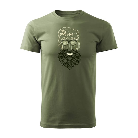 Koszulka piwo kraftowe z kuflem z piwem dla piwosza męska khaki REGULAR-M TUCANOS