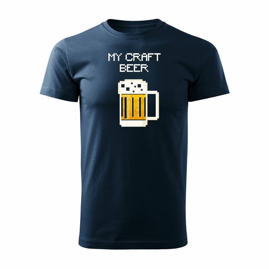Koszulka piwo my craft beer z piwem dla piwosza męska granatowa REGULAR-L TUCANOS
