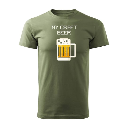 Koszulka piwo my craft beer z piwem dla piwosza męska khaki REGULAR-XXL TUCANOS
