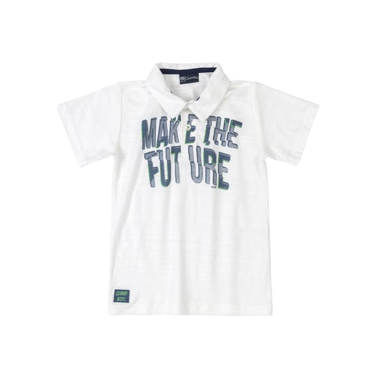 Koszulka polo chłopięca z krótkim rękawem, biała, Make the future/Quimby Inny producent