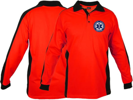 Koszulka Polo FLUO męska PRM PAŃSTWOWE RATOWNICTWO MEDYCZNE z długim rękawem - niebieskie logo Inna marka