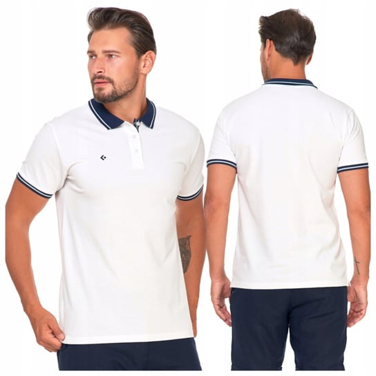 Koszulka Polo Męska Bawełniana Polówka Modna Premium Biała MORAJ - XL Moraj