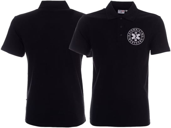 Koszulka Polo ratownicza czarna męska odblaskowa FUNKCYJNA - nadruk przód Inna marka
