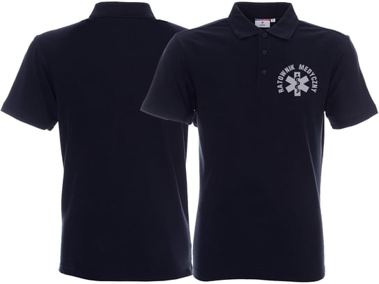 Koszulka Polo ratownicza granatowa męska odblaskowa FUNKCYJNA - nadruk przód Inna marka