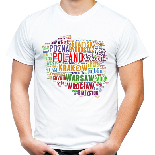 Koszulka Polska mapa z miastami męska L JHK