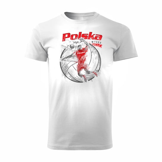 Koszulka polska siatkówka dla kibica do siatkówki siatkówka Volleyball męska biała REGULAR - L Topslang