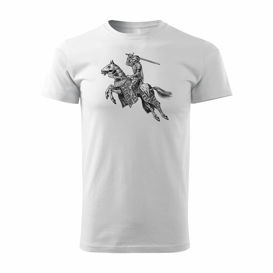 Koszulka prezent dla rycerza z rycerzem bractwo rycerskie męska biała REGULAR-L TUCANOS