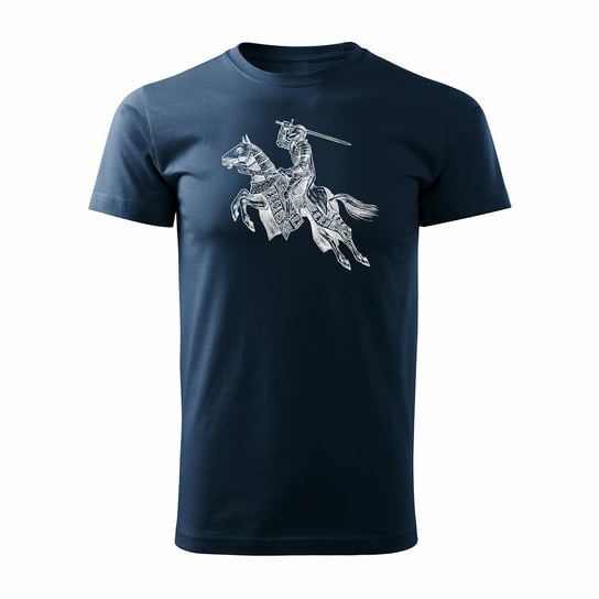 Koszulka prezent dla rycerza z rycerzem bractwo rycerskie męska granatowa REGULAR-XL TUCANOS