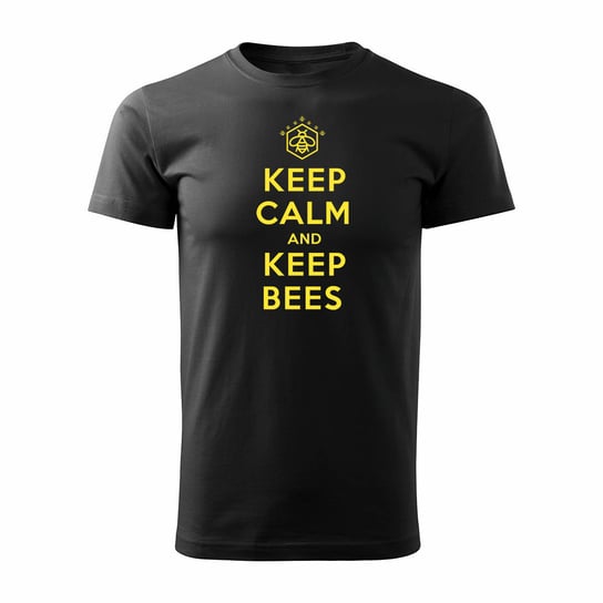 Koszulka pszczoła dla pszczelarza keep calm and keep bees z pszczołą pszczoła męska czarna REGULAR-M TUCANOS