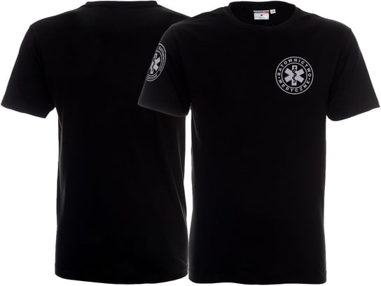 Koszulka ratownicza czarna męska odblaskowa FUNKCYJNA - nadruk przód + rękawek Inny producent