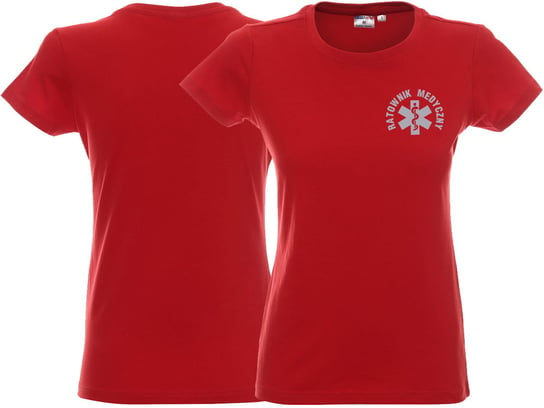Koszulka ratownicza czerwona damska odblaskowa FUNKCYJNA - nadruk przód Inny producent