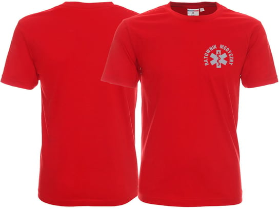 Koszulka ratownicza czerwona męska odblaskowa FUNKCYJNA - nadruk przód Inny producent