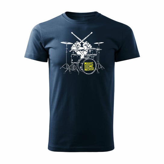 Koszulka rock dla perkusisty z perkusją perkusja męska granatowa REGULAR-L TUCANOS