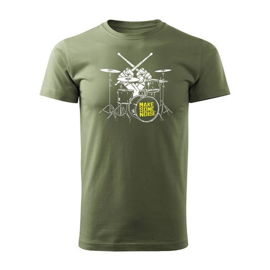 Koszulka rock dla perkusisty z perkusją perkusja męska khaki REGULAR-L TUCANOS