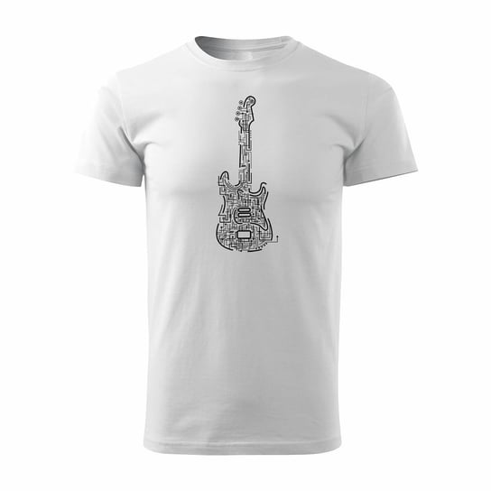 Koszulka rock z gitarą elektryczną gitara rockowa dla gitarzysty męska biała REGULAR-XXL TUCANOS