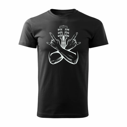 Koszulka rock z gitarą elektryczną gitara rockowa dla gitarzysty męska czarna REGULAR-S TUCANOS