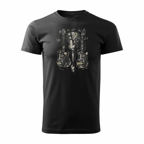 Koszulka rock z gitarą elektryczną gitara rockowa dla gitarzysty męska czarna REGULAR-XL TUCANOS