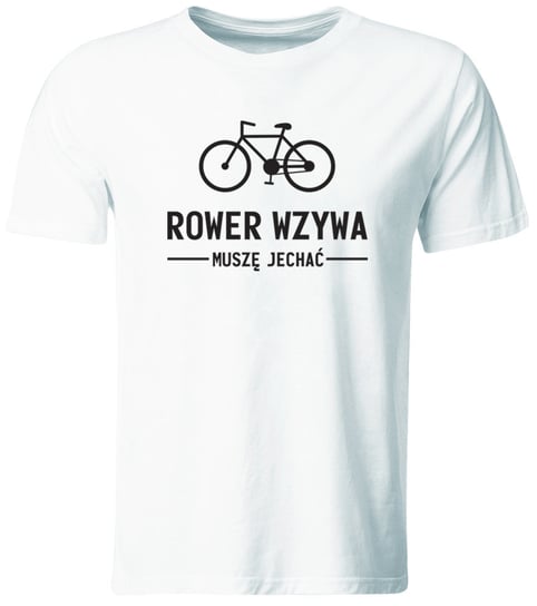 Koszulka Rower Wzywa, Muszę Jechać. Koszulka z nadrukiem dla Rowerzysty, biała, roz. XL GiTees