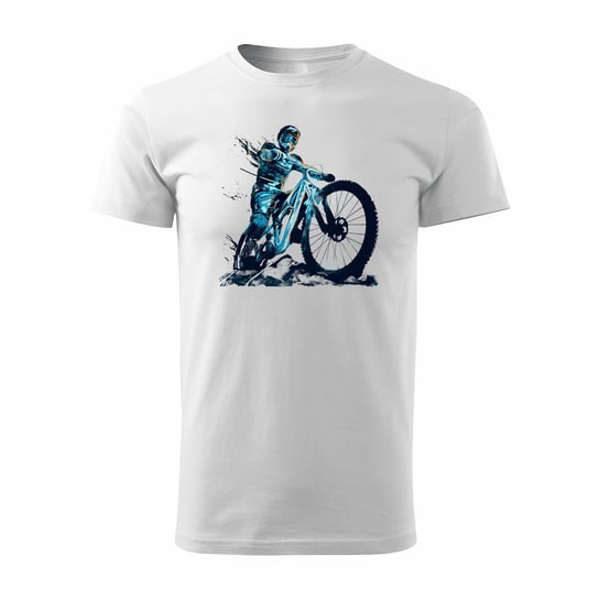 Koszulka rowerowa na rower z rowerem górskim MTB Downhill Mountain Bike męska biała REGULAR - XXL Topslang