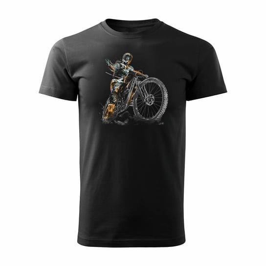 Koszulka rowerowa na rower z rowerem górskim MTB Downhill Mountain Bike męska czarna REGULAR - XXL Topslang