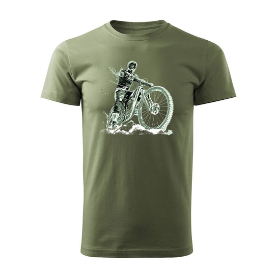 Koszulka rowerowa na rower z rowerem górskim MTB Downhill Mountain Bike męska khaki REGULAR - L Topslang