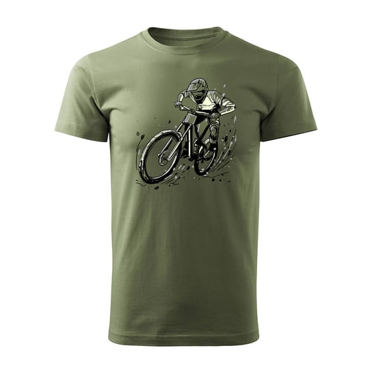 Koszulka rowerowa na rower z rowerem górskim MTB Downhill Mountain Bike męska khaki REGULAR-L TUCANOS