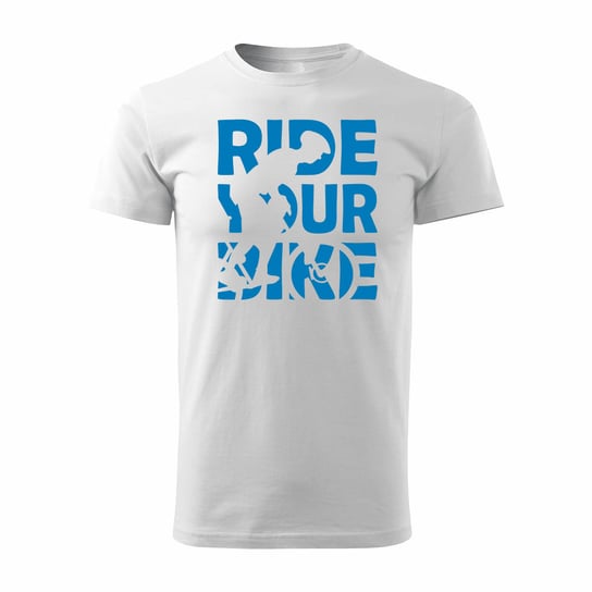 Koszulka rowerowa na rower z rowerem górskim MTB Mountain Bike męska biała REGULAR-M TUCANOS