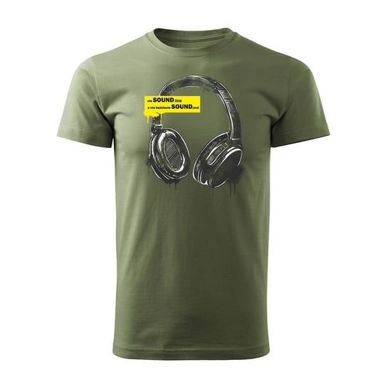 Koszulka słuchawki ze słuchawkami dla DJ męska khaki-S TUCANOS