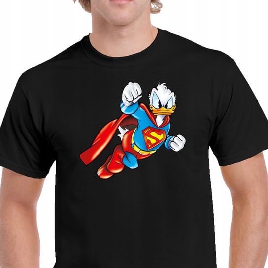 KOSZULKA ŚMIESZNA KACZOR DONALD DUCK SUPERMAN PREZENT BAJKA P043 CZARNA XXL JHK