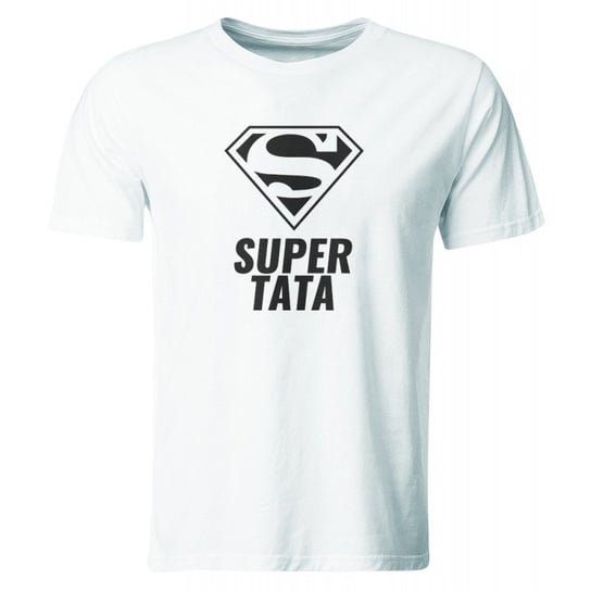 Koszulka Super Tata. Prezent dla Taty na Dzień Ojca lub Urodziny, Biała, roz. L GiTees