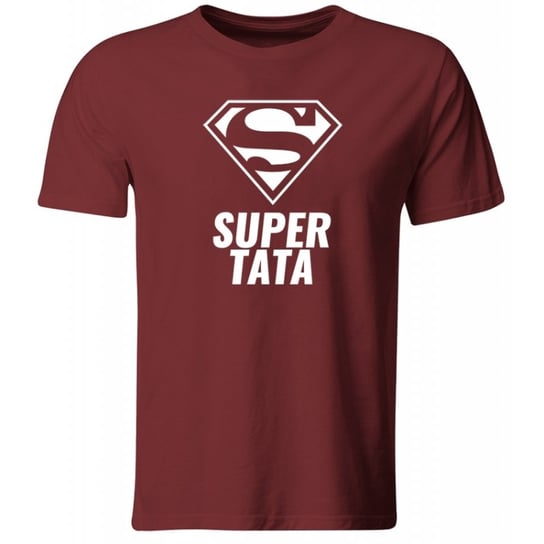 Koszulka Super Tata. Prezent dla Taty na Dzień Ojca lub Urodziny, burgundowa, roz. XL GiTees